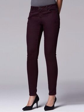 Simply Vera Vera Wang Women’s Skinny Jeans - Deep Plum / Burgundy